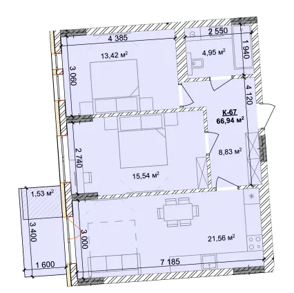 ЖК Silver Hill — 66.9 м²