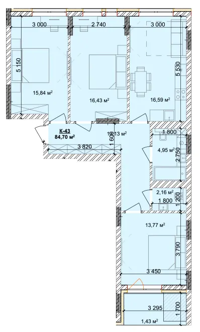 ЖК Silver Hill — 84.7 м²
