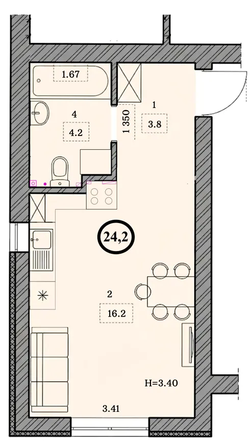 ЖК Шкільний — 24.2 м²