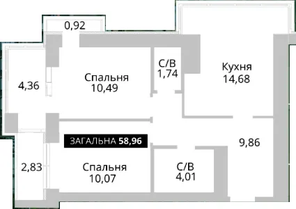 ЖК Soborniy — 59 м²