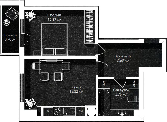 ЖК Лазенський Дім — 44.9 м²