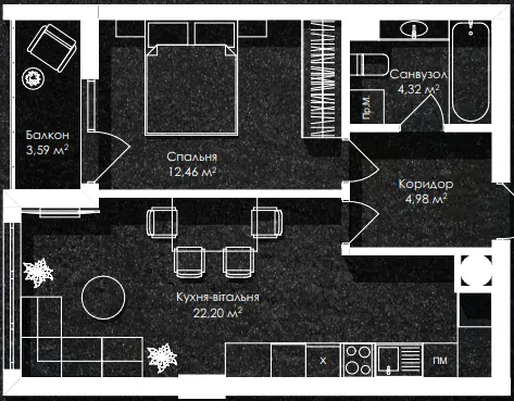 ЖК Лазенський Дім — 47.6 м²