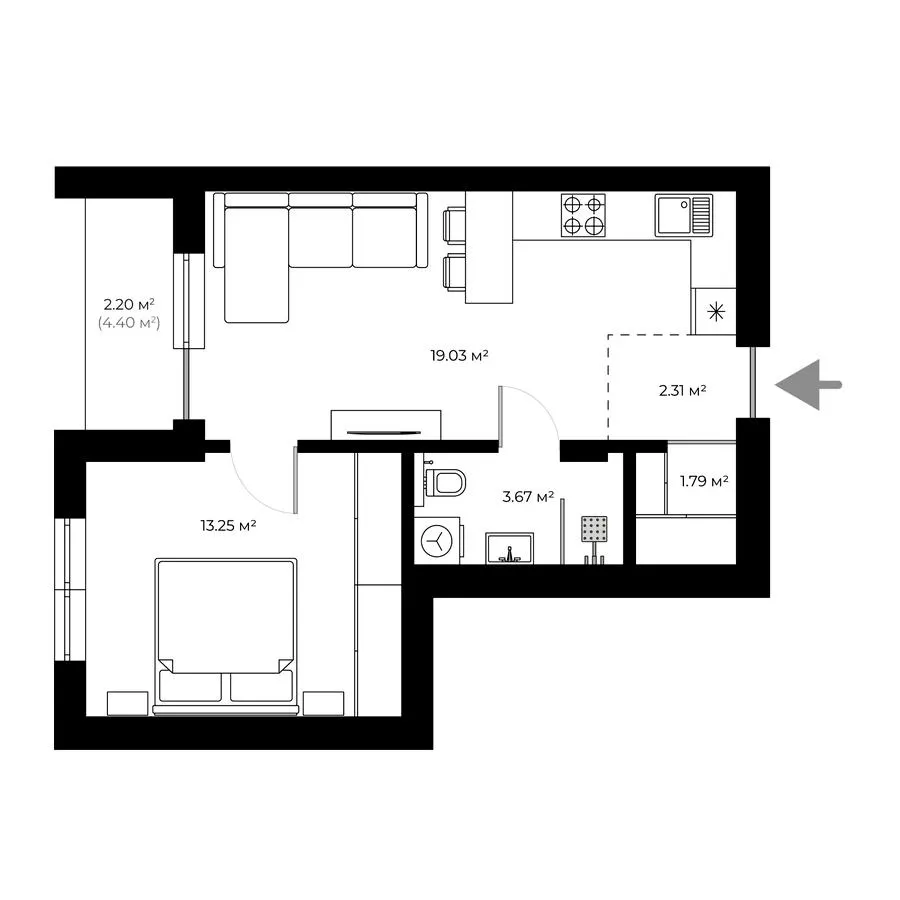 ЖК New Land — 42.3 м²