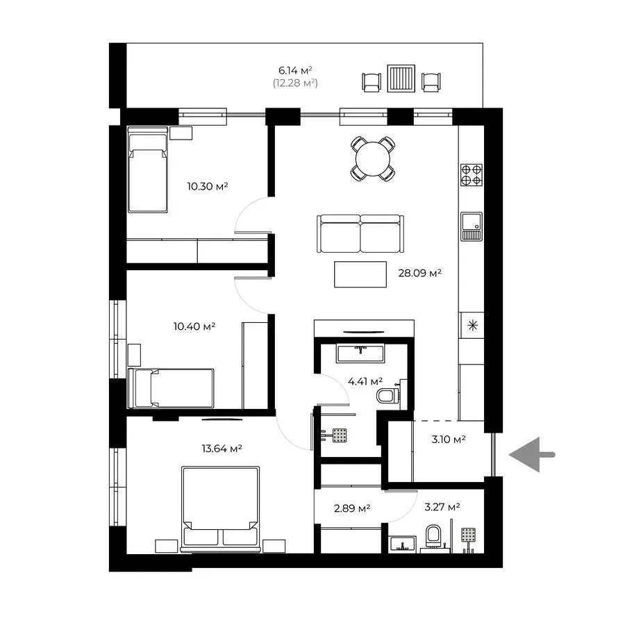 ЖК New Land — 82.2 м²