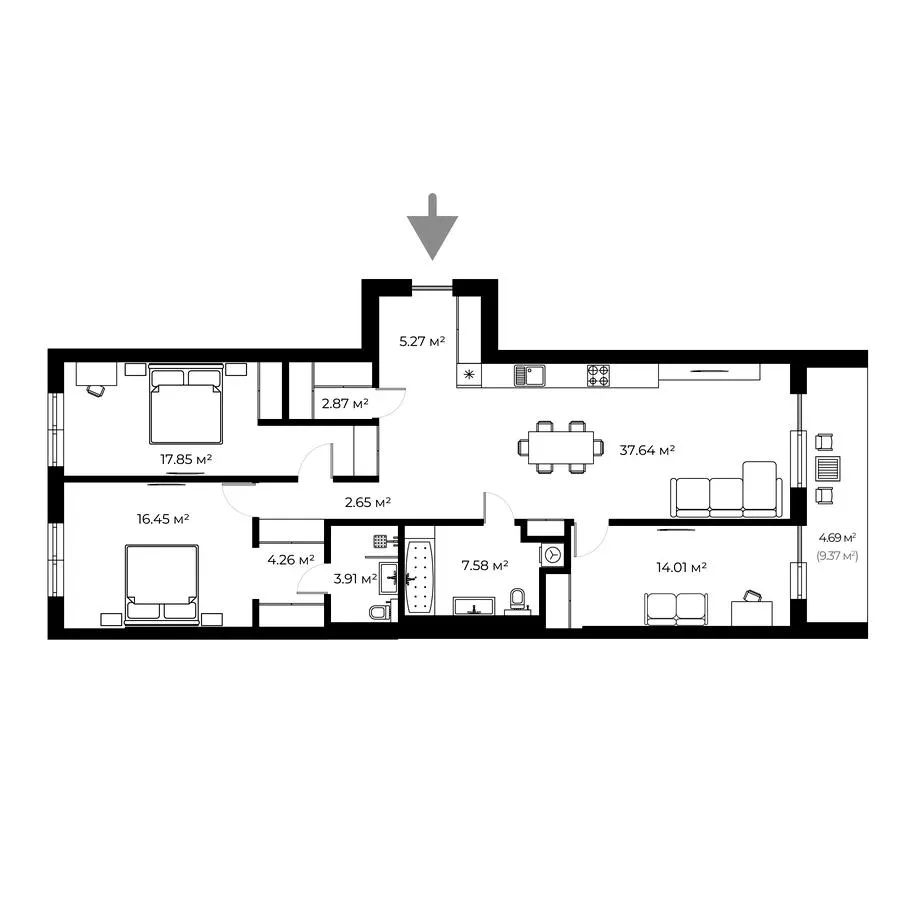 ЖК New Land — 117.2 м²