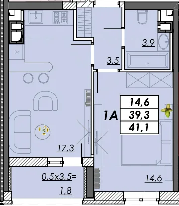 1-кімнатна квартира, 41 м², Овідіопольська дорога, 3, Одеса — фото 1