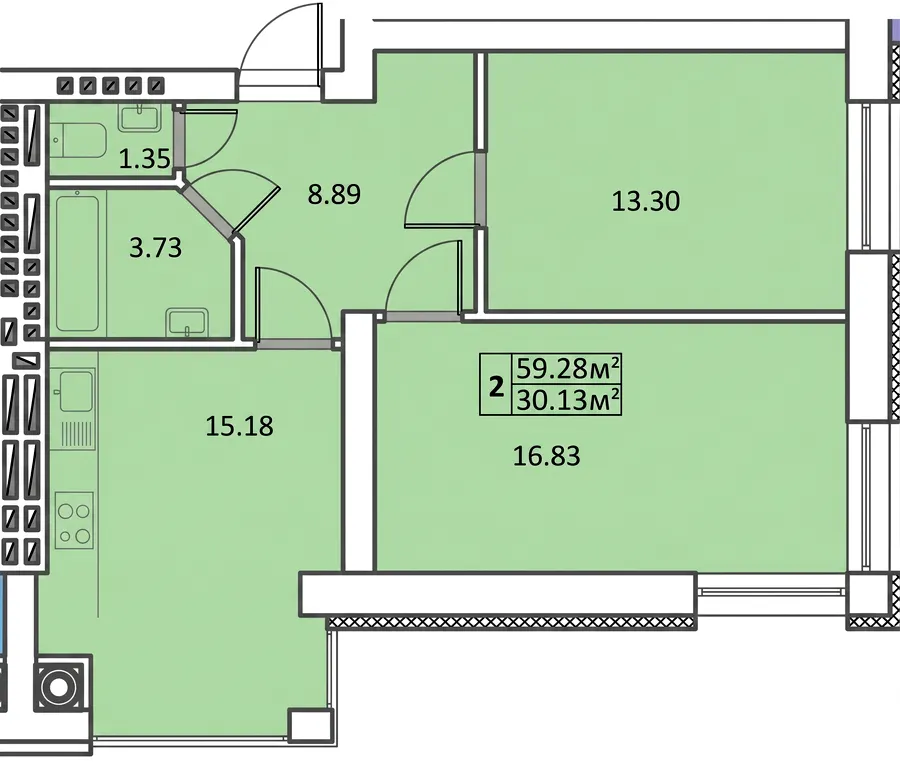 ЖК Сафрон — 59.3 м²