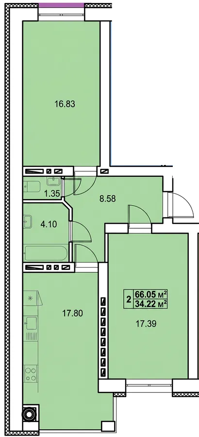 ЖК Сафрон — 66.1 м²