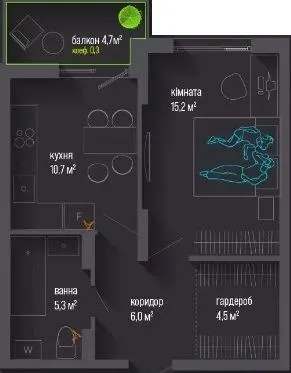 ЖК City — 43 м²