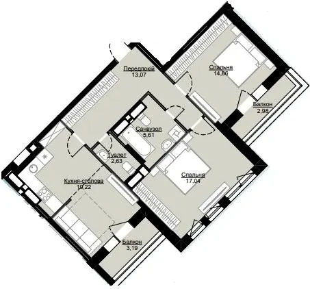 ЖК Echo Park — 74.3 м²