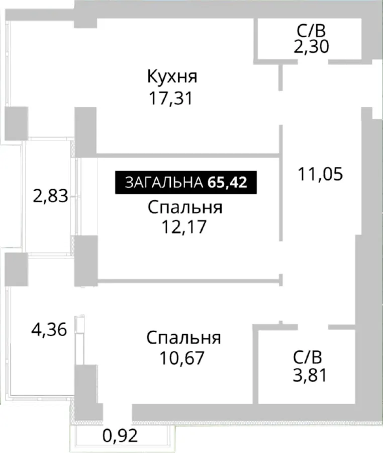 ЖК Soborniy — 65.4 м²