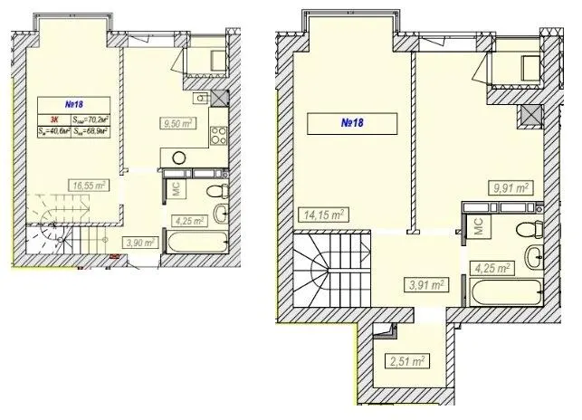 ЖК Новий Хотів — 70.2 м²