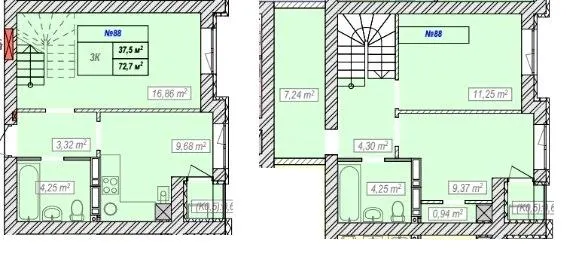 ЖК Новий Хотів — 72.7 м²
