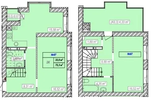 ЖК Новий Хотів — 75.3 м²