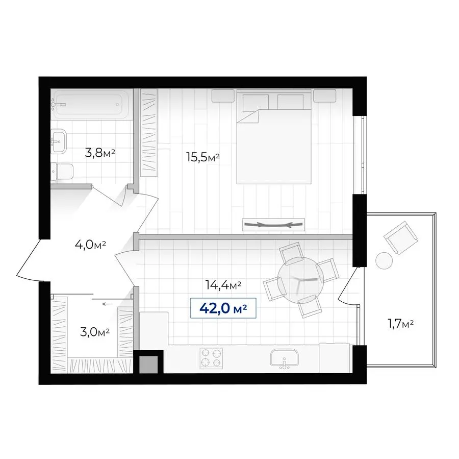 ЖК Містечко Південне — 42 м²