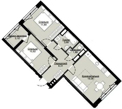 ЖК Echo Park — 58.7 м²