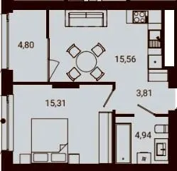 ЖК Nobl — 44.4 м²