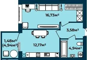 1-комнатная квартира, 39 м², вул. Соборна 140А, Софиевская Борщаговка — фото 1