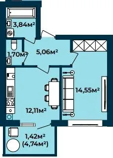 1-комнатная квартира, 39 м², вул. Соборна 140А, Софиевская Борщаговка — фото 1