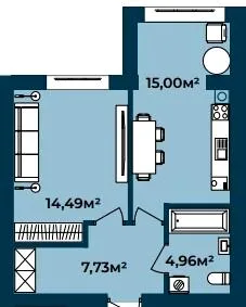1-комнатная квартира, 42 м², вул. Соборна 140А, Софиевская Борщаговка — фото 1
