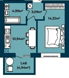 ЖК Європейські Липки — 38.7 м²