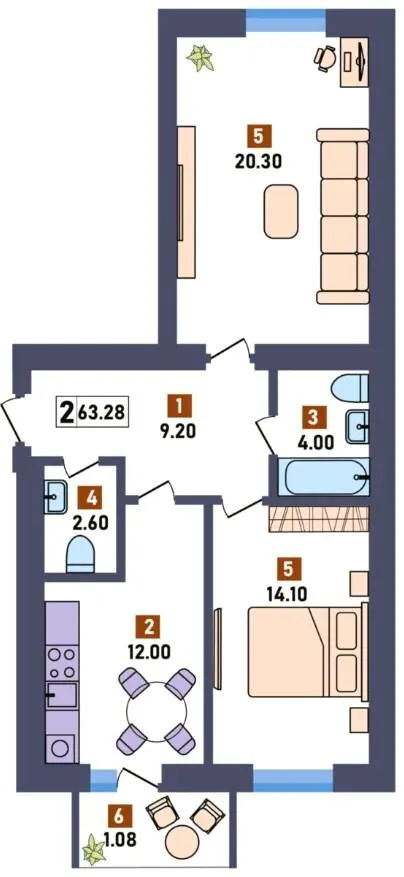 ЖК Перший квартал — 63.3 м²