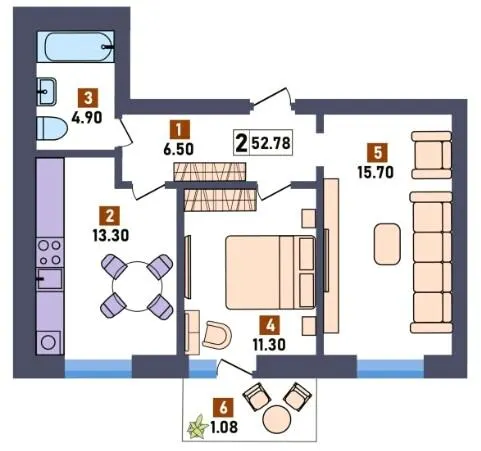 ЖК Перший квартал — 52.8 м²