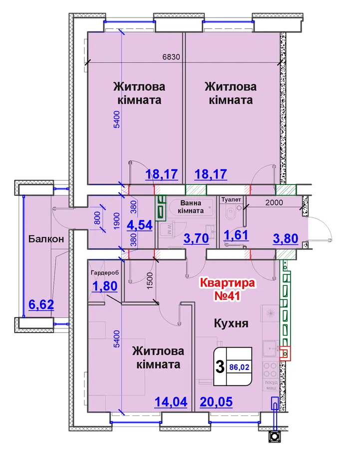 ЖК Озерний — 86 м²