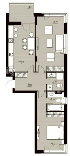 ЖК Wellness Park — 74.7 м²