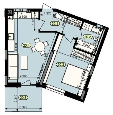1-комнатная квартира, 51 м², вул. Ясна, 49, Брюховичи — фото 1