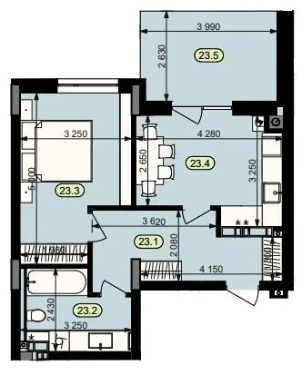 1-комнатная квартира, 46 м², вул. Ясна, 49, Брюховичи — фото 1