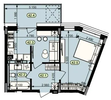 ЖК Статус Парк — 44.3 м²