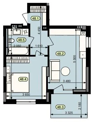 1-комнатная квартира, 47 м², вул. Ясна, 49, Брюховичи — фото 1