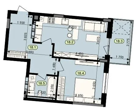 ЖК Статус Парк — 53.2 м²
