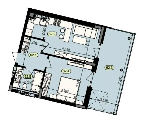 ЖК Статус Парк — 48.8 м²