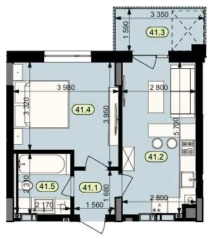 1-кімнатна квартира, 39 м², вул. Ясна, 49, Брюховичі — фото 1