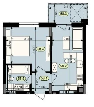 1-кімнатна квартира, 39 м², вул. Ясна, 49, Брюховичі — фото 1