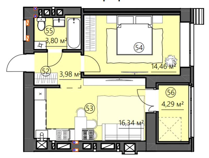 ЖК CENTRAL CITY Apartments — 42.9 м²