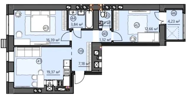 ЖК CENTRAL CITY Apartments — 67 м²