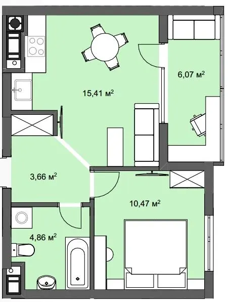 ЖК CLEVER CITY — 40.5 м²