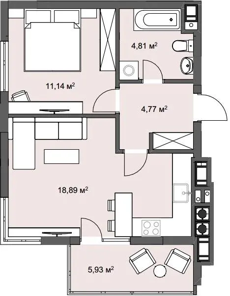 ЖК CLEVER CITY — 45.5 м²