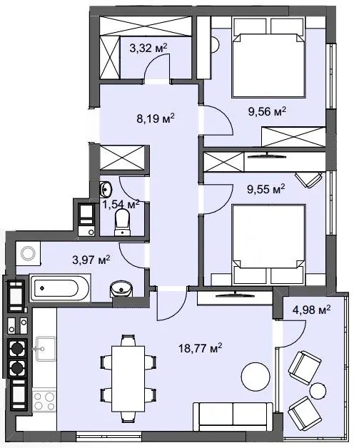 ЖК CLEVER CITY — 59.9 м²