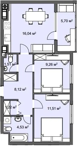 ЖК CLEVER CITY — 57.9 м²