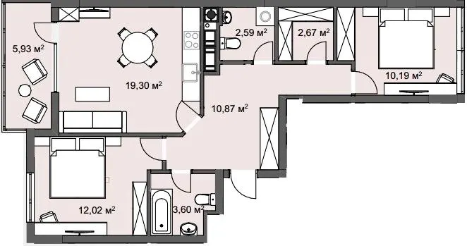 ЖК CLEVER CITY — 67.2 м²