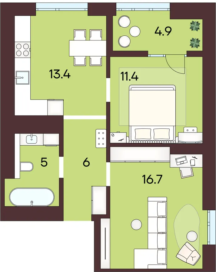 ЖК ЯРОВИЦЯ — 57.3 м²