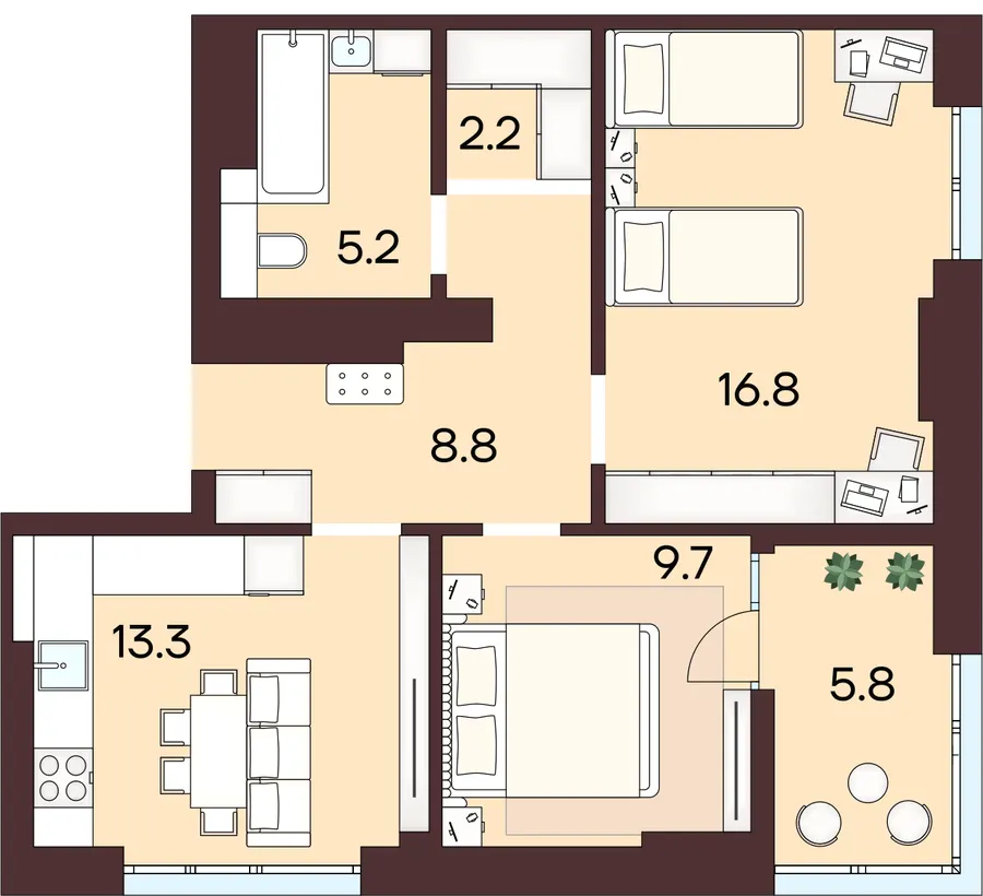 ЖК ЯРОВИЦЯ — 61.8 м²