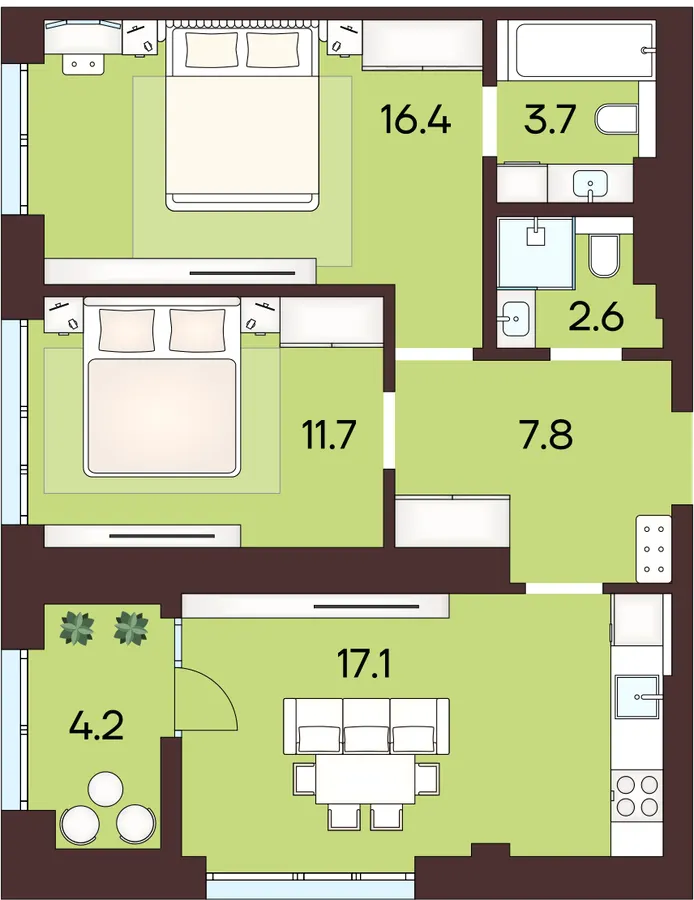 ЖК ЯРОВИЦЯ — 63.6 м²