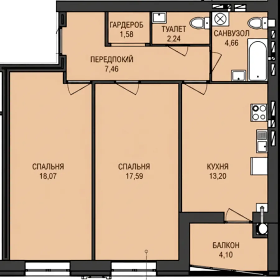 ЖК Аристократ — 68.9 м²