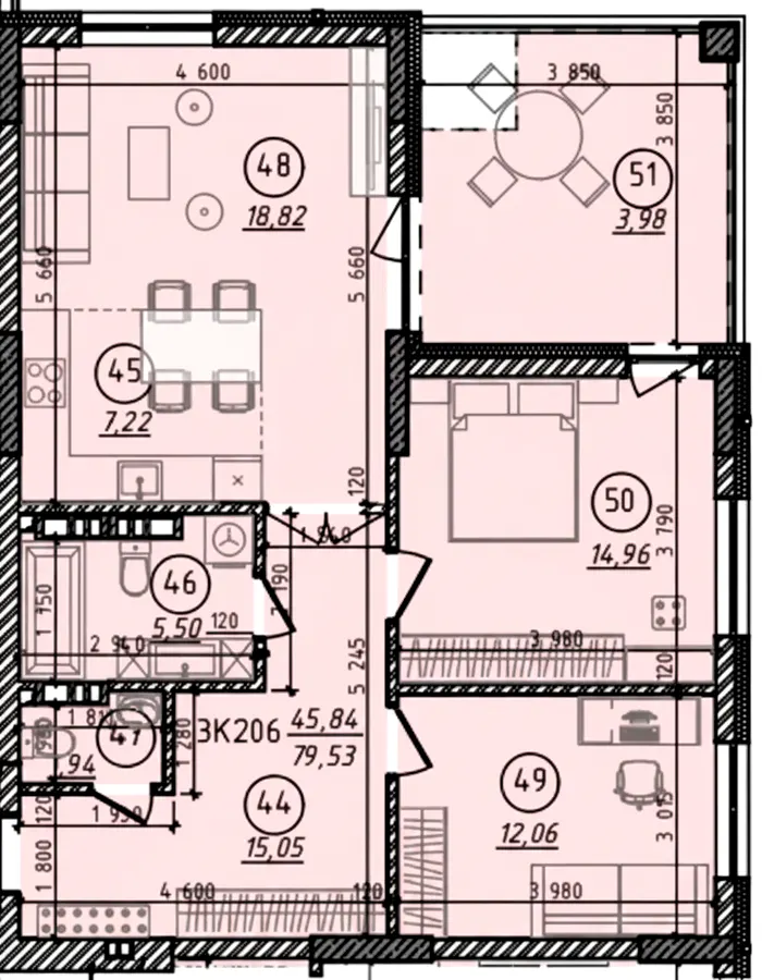 ЖК 44 Avenue — 79.5 м²