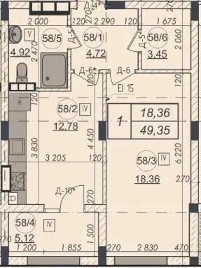 ЖК Shevo — 49.4 м²